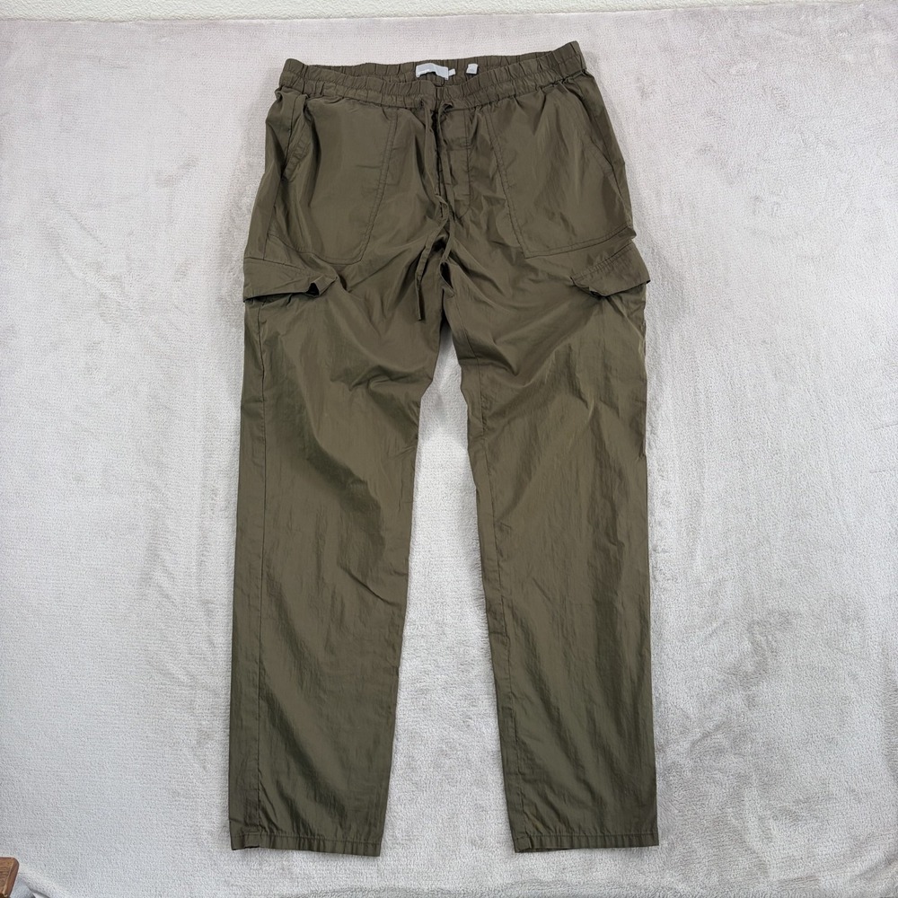 VINCE Tech Cargo Pants in Army Green Nylon Blend Men Large Drawstring $265